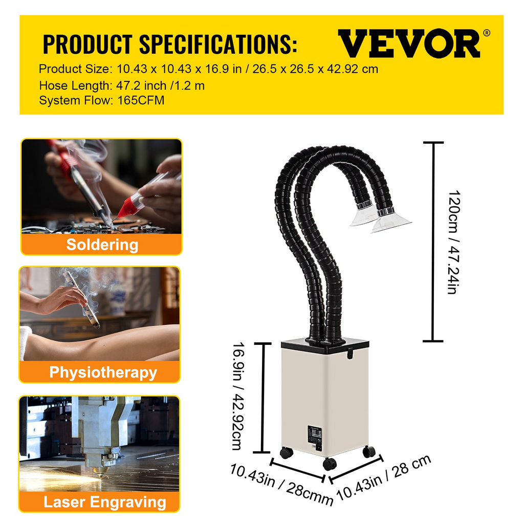 Extractor de humos de soldadura, 150 W, 165 CFM | VEVOR