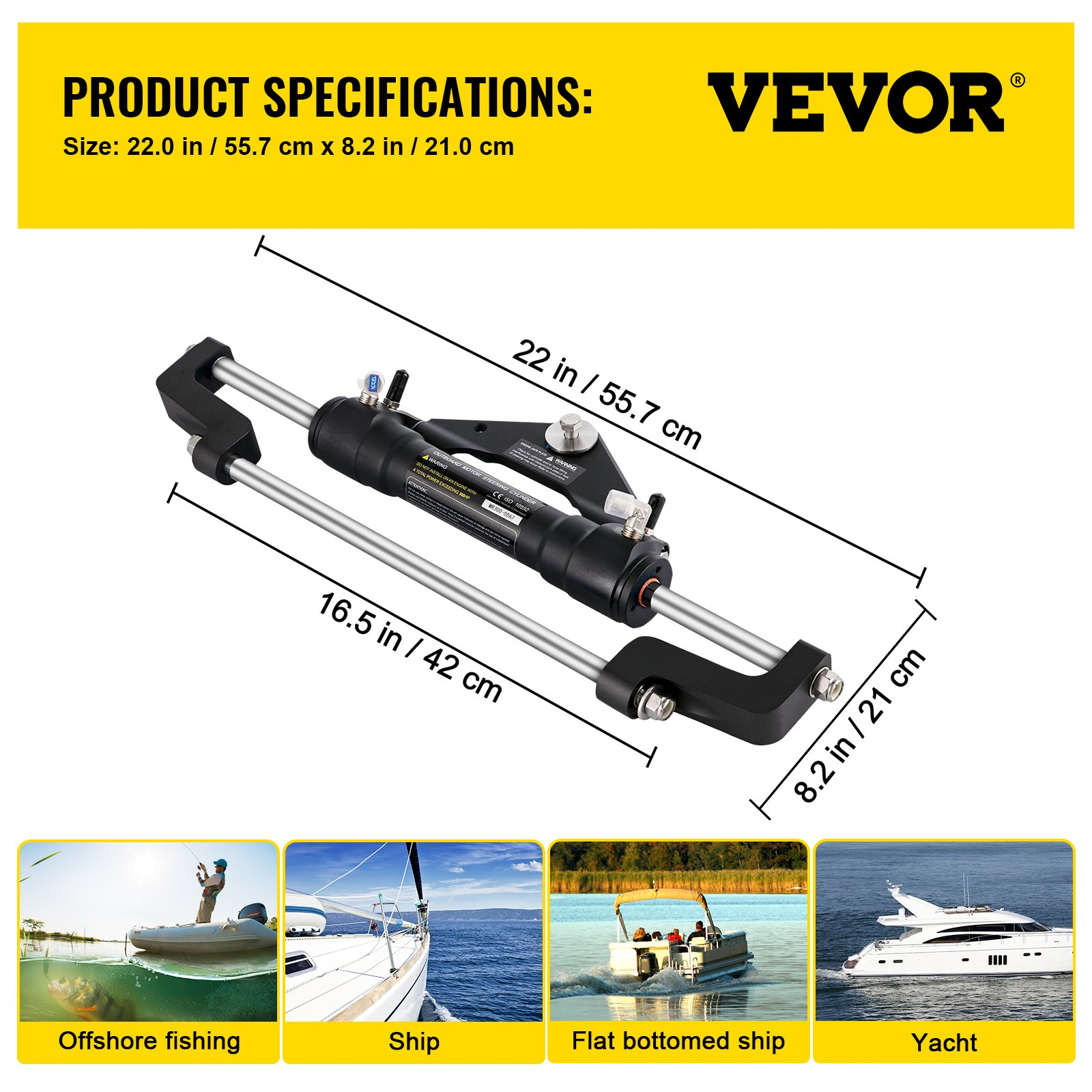 Cilindro de dirección hidráulica de 300 HP | VEVOR