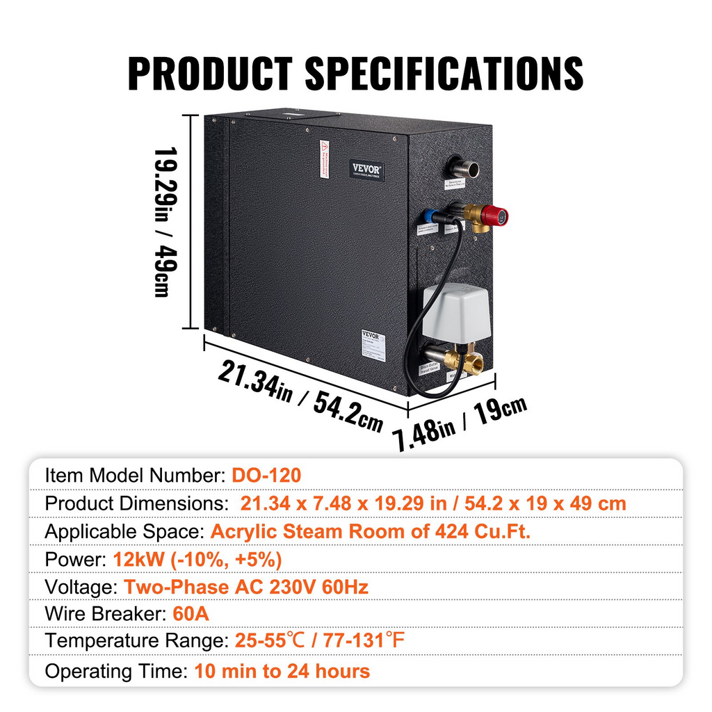 Generador de vapor para ducha de 12 kW | VEVOR