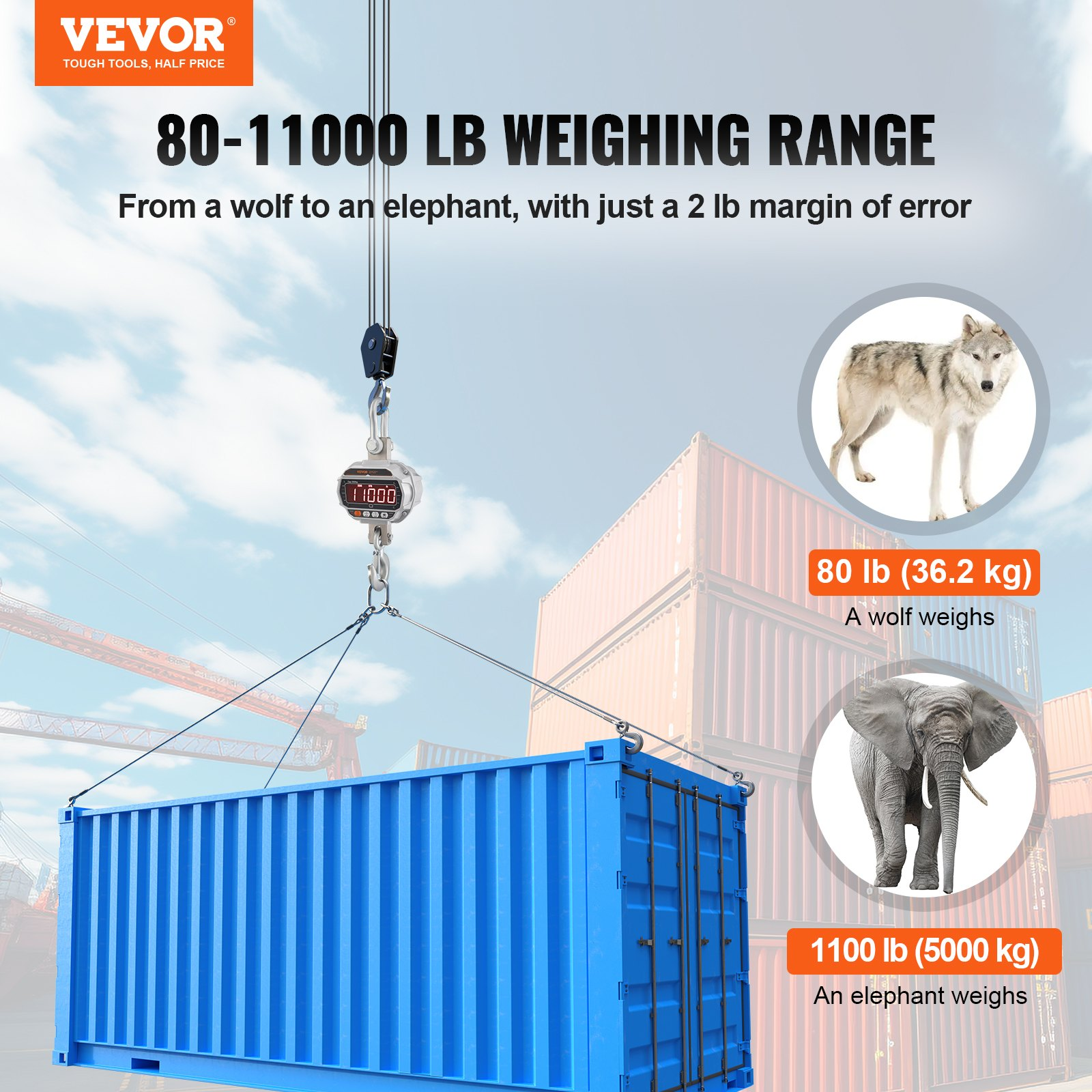 Balanza digital para grúa, 11000 lbs/5000 kg | VEVOR