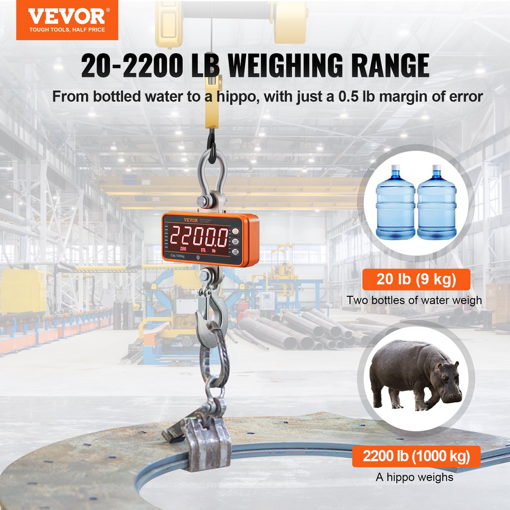 Balanza digital para grúa, 1000 kg (2200 lbs) ZXDCZX200G | VEVOR