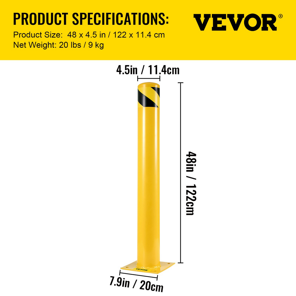 Bolardo de seguridad de 122 x | VEVOR
