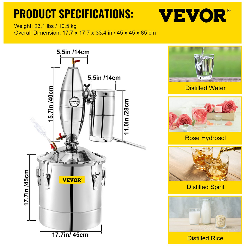 Destilador de agua y alcohol de 70 litros | VEVOR