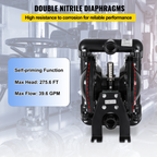 Bomba neumática de doble diafragma, 120 PSI | VEVOR