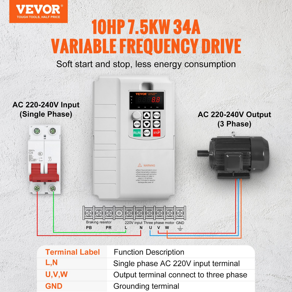 Variador de frecuencia de 7, 5 kW | VEVOR
