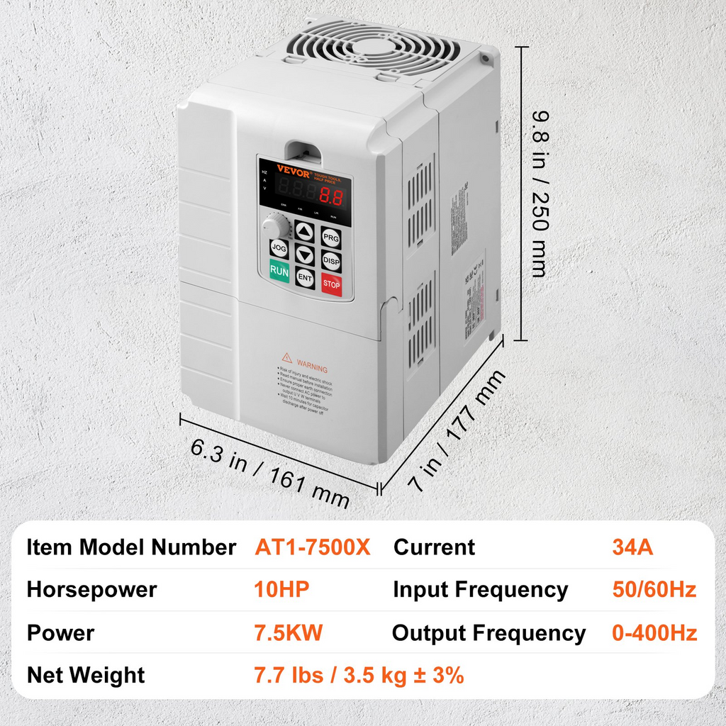 Variador de frecuencia de 7, 5 kW | VEVOR