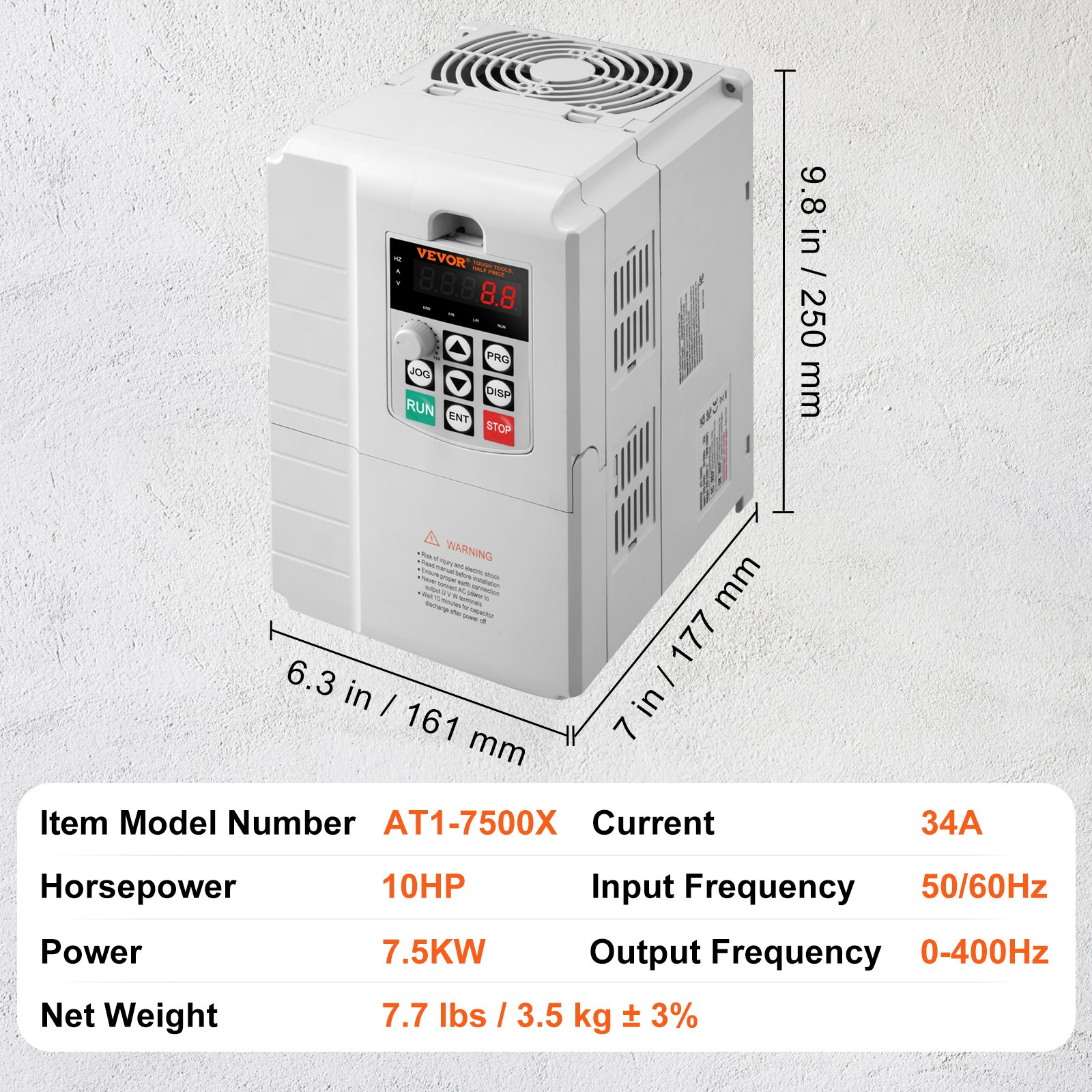 Variador de frecuencia de 7, 5 kW | VEVOR