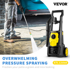 Hidrolavadora eléctrica, 2000 PSI, caudal máximo, 1,76 GPM | VEVOR