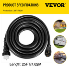 Cable de extensión para generador de 25 pies y 50 amperios | VEVOR