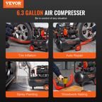 Compresor de aire de 6.3 galones, 2 HP, 3.35 CFM a 90 PSI | VEVOR
