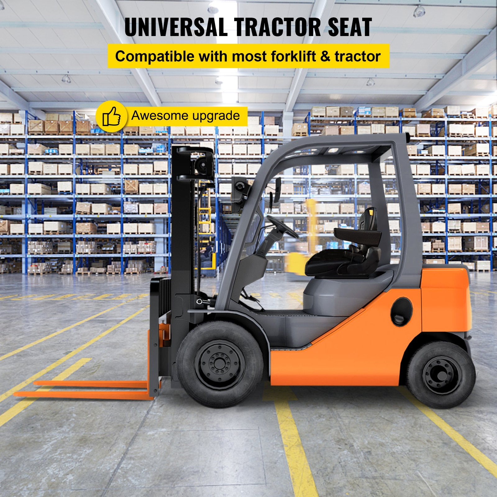Asiento universal plegable para montacargas con cinturón | VEVOR