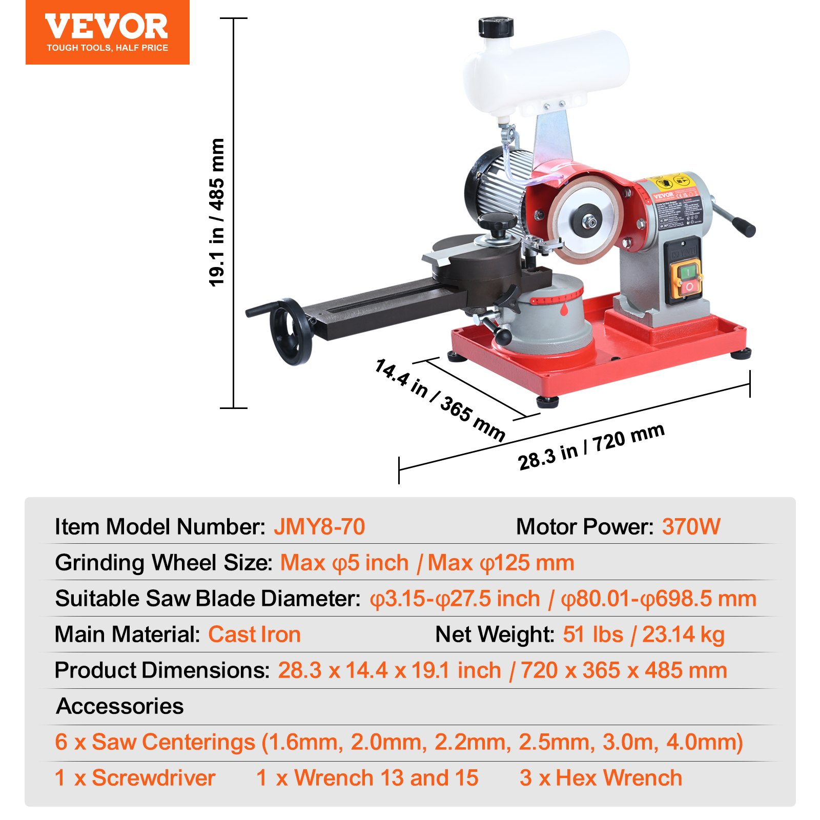 Afilador de hojas de sierra circular 370 W con inyección | VEVOR