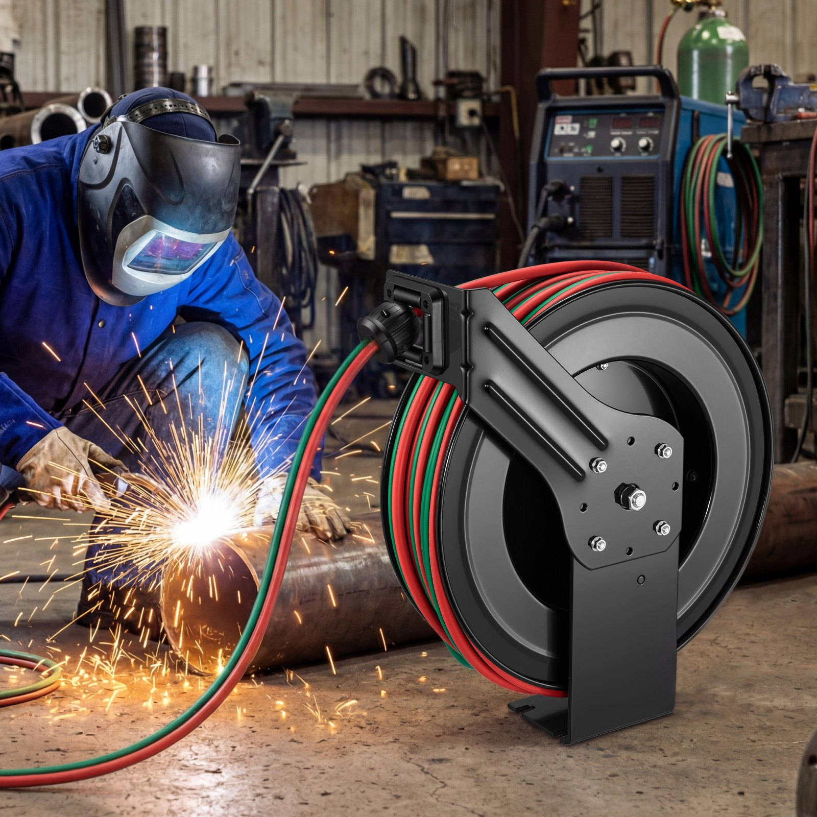 Carrete de manguera retráctil para soldadura, 300 PSI | VEVOR
