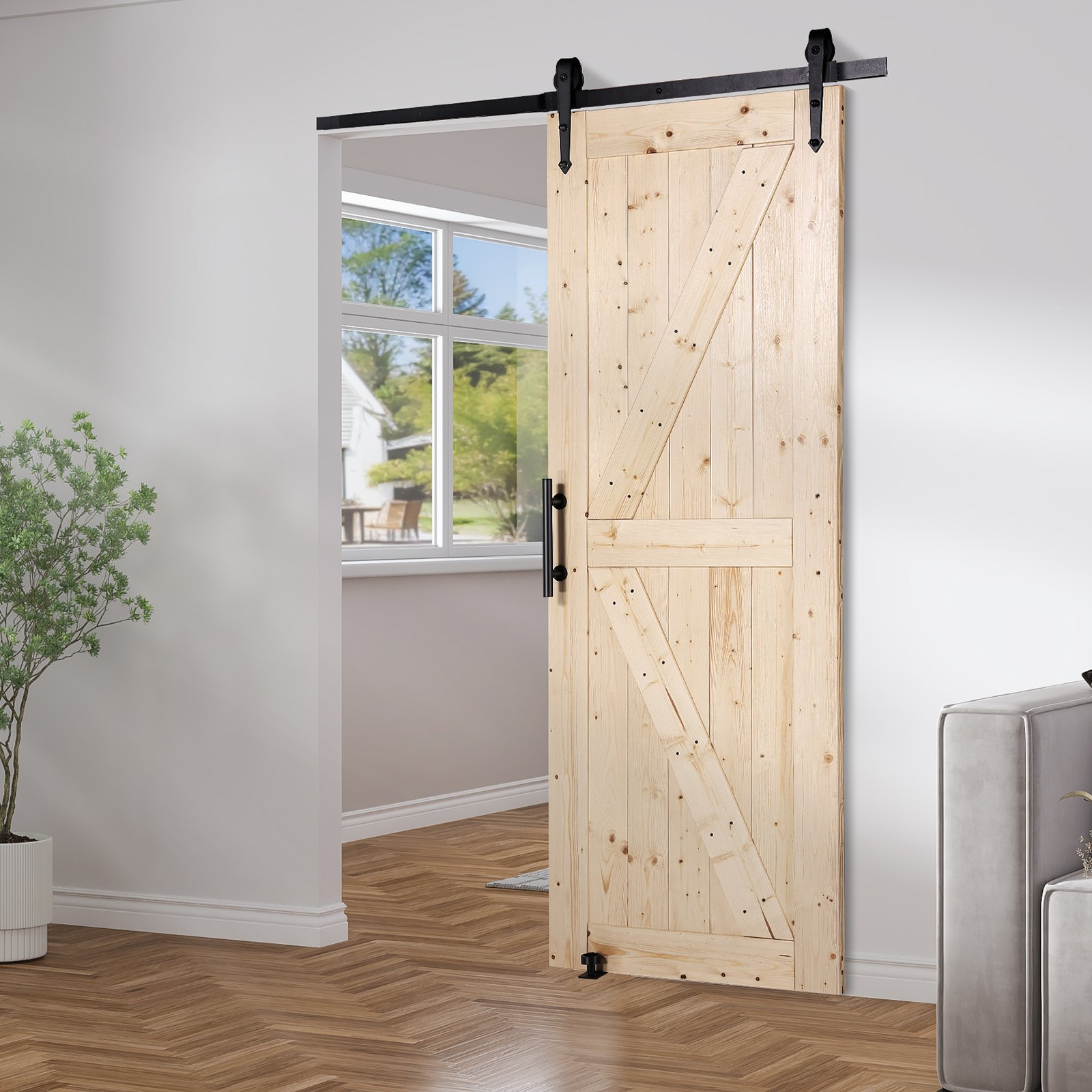 Puerta corrediza de granero con kit de herrajes, 213 cm | VEVOR