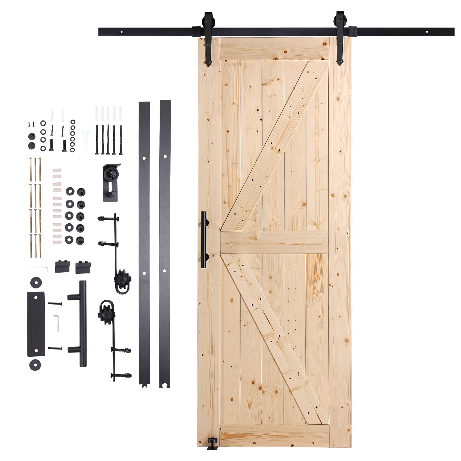 Puerta corrediza de granero con kit de herrajes, 213 cm | VEVOR