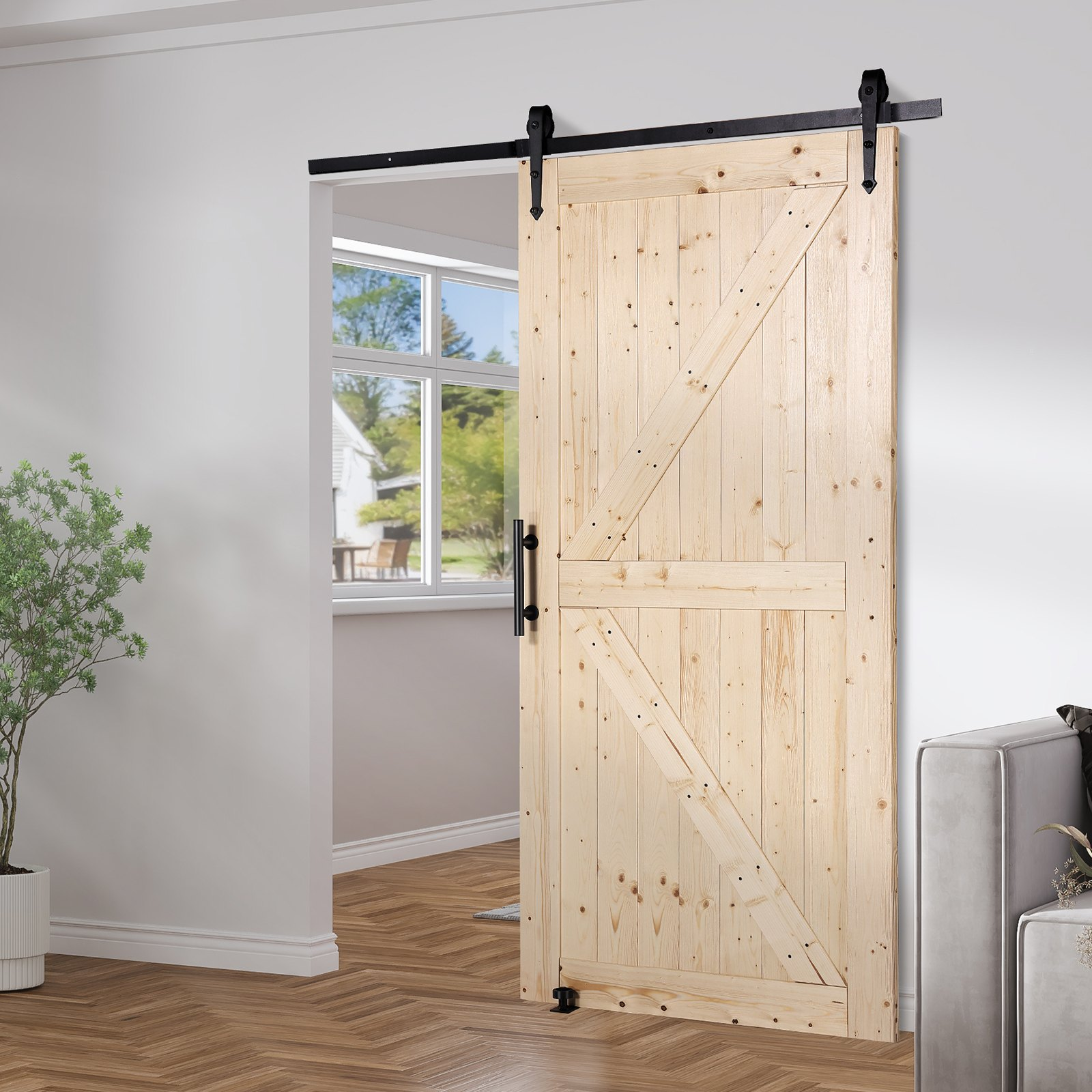 Puerta corrediza de granero con kit de herrajes