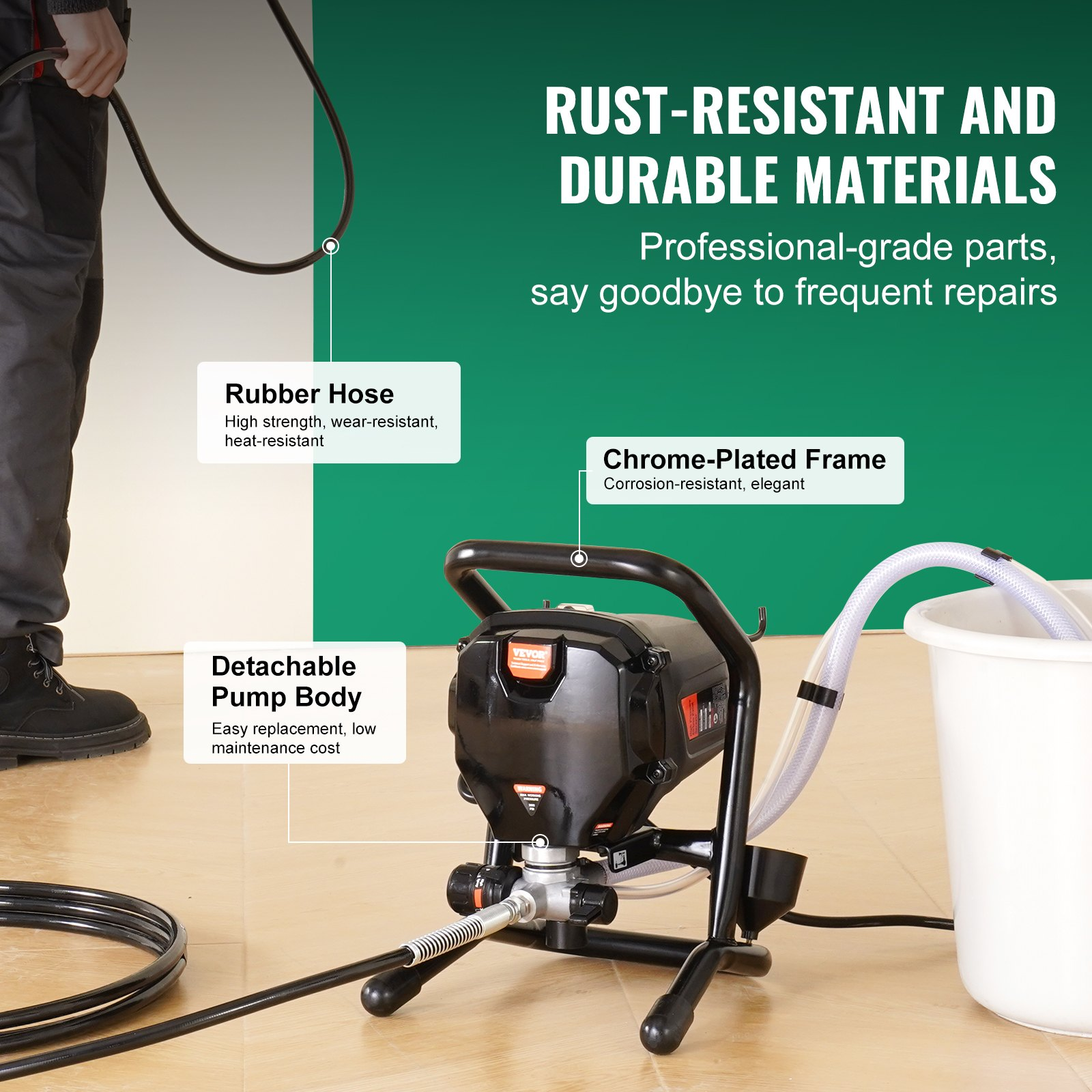 Pulverizador de pintura sin aire con soporte, 3000 PSI | VEVOR
