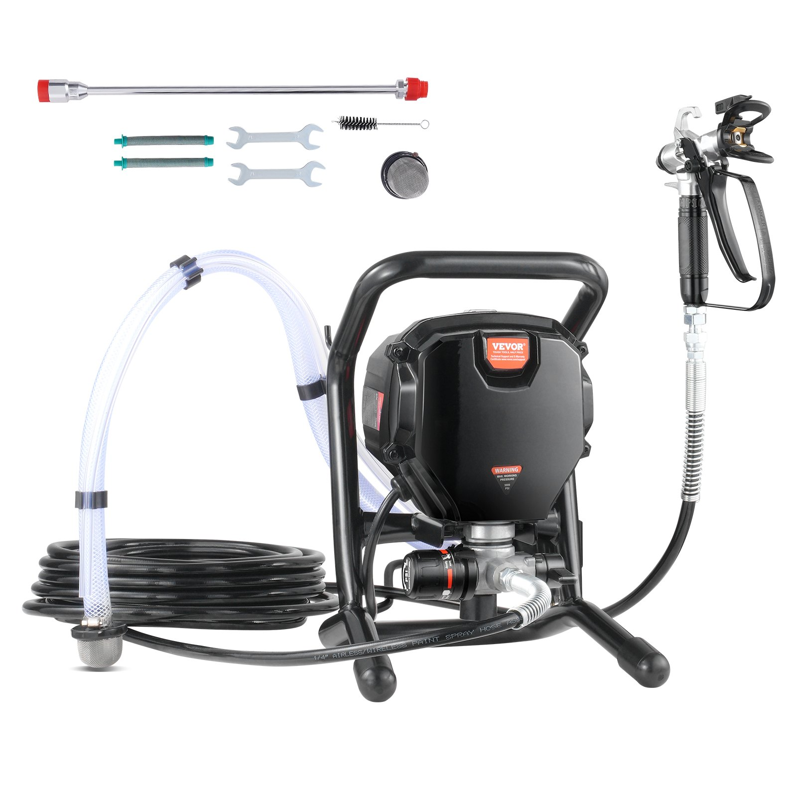 Pulverizador de pintura sin aire con soporte, 3000 PSI | VEVOR