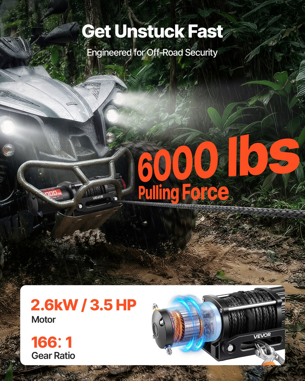 Cabrestante eléctrico de 6000 lbs | VEVOR