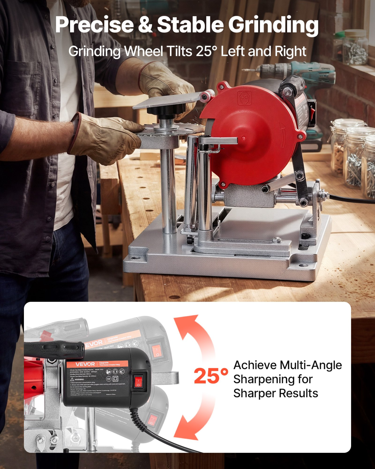 Afilador de hojas de sierra circular, 3800 RPM | VEVOR
