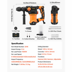 Taladro percutor rotativo de 1-1/4 pulgadas SDS-Plus | VEVOR