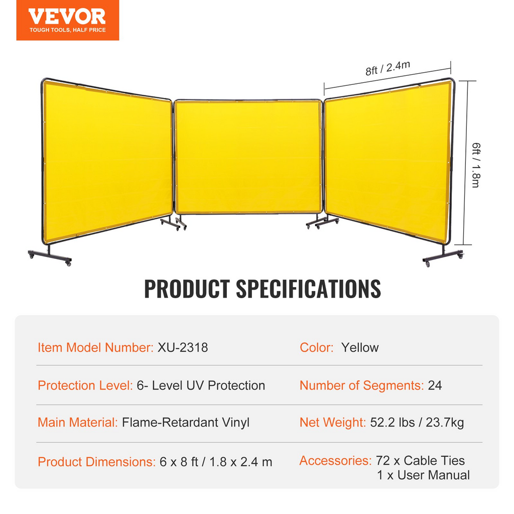 Pantalla de soldadura con marco, 1, 8 m x | VEVOR