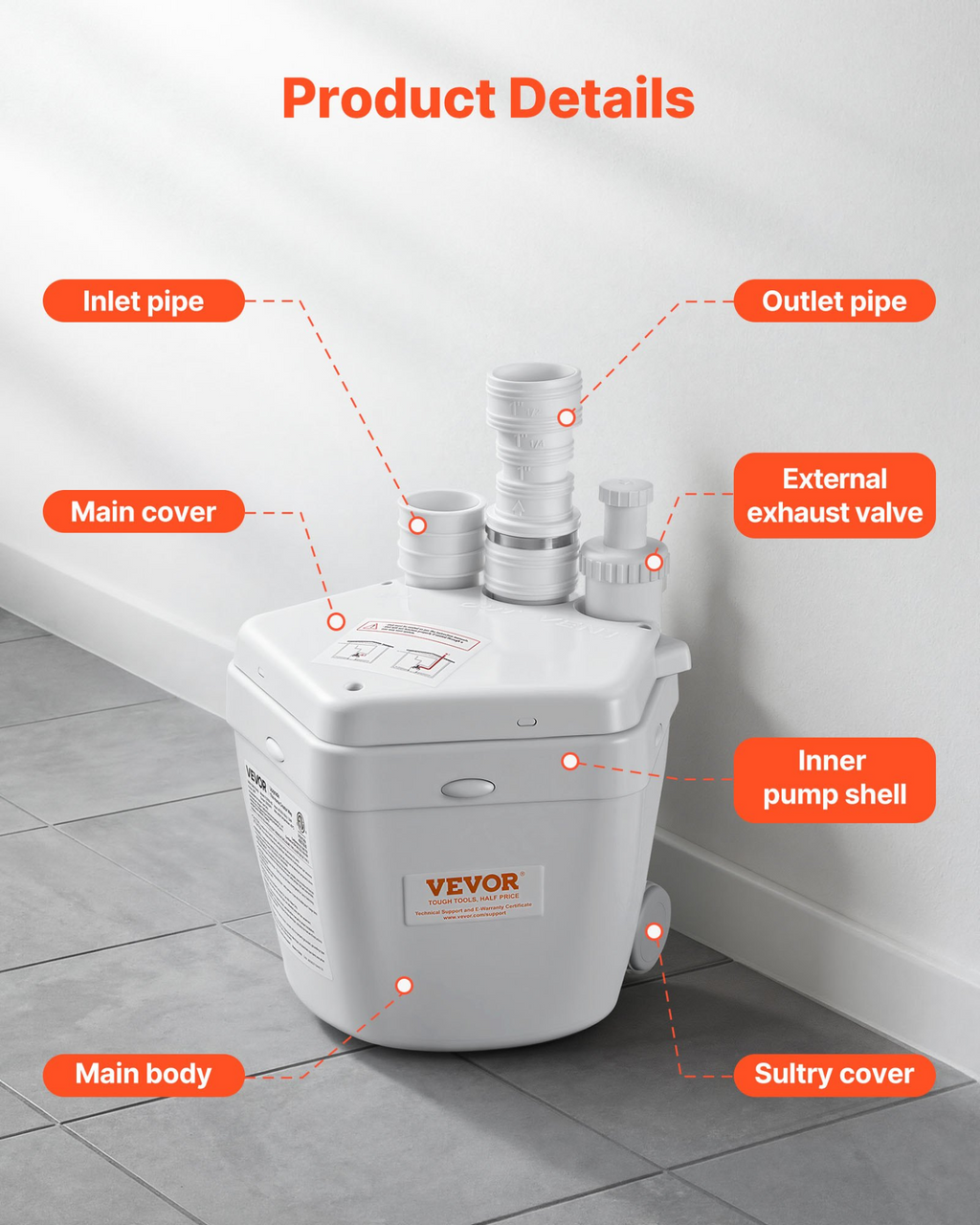 Bomba de fregadero Utility, 1 HP, 2200 GPH | VEVOR