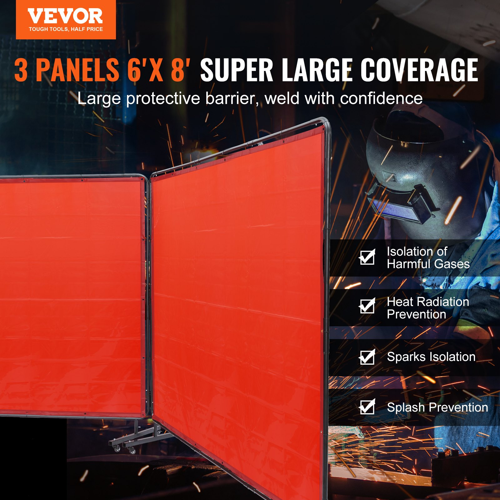 Pantalla de soldadura con marco, 1, 8 m x SMSHJPF6X8 | VEVOR