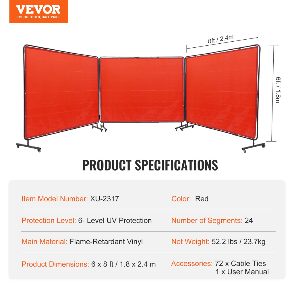 Pantalla de soldadura con marco, 1, 8 m x SMSHJPF6X8 | VEVOR