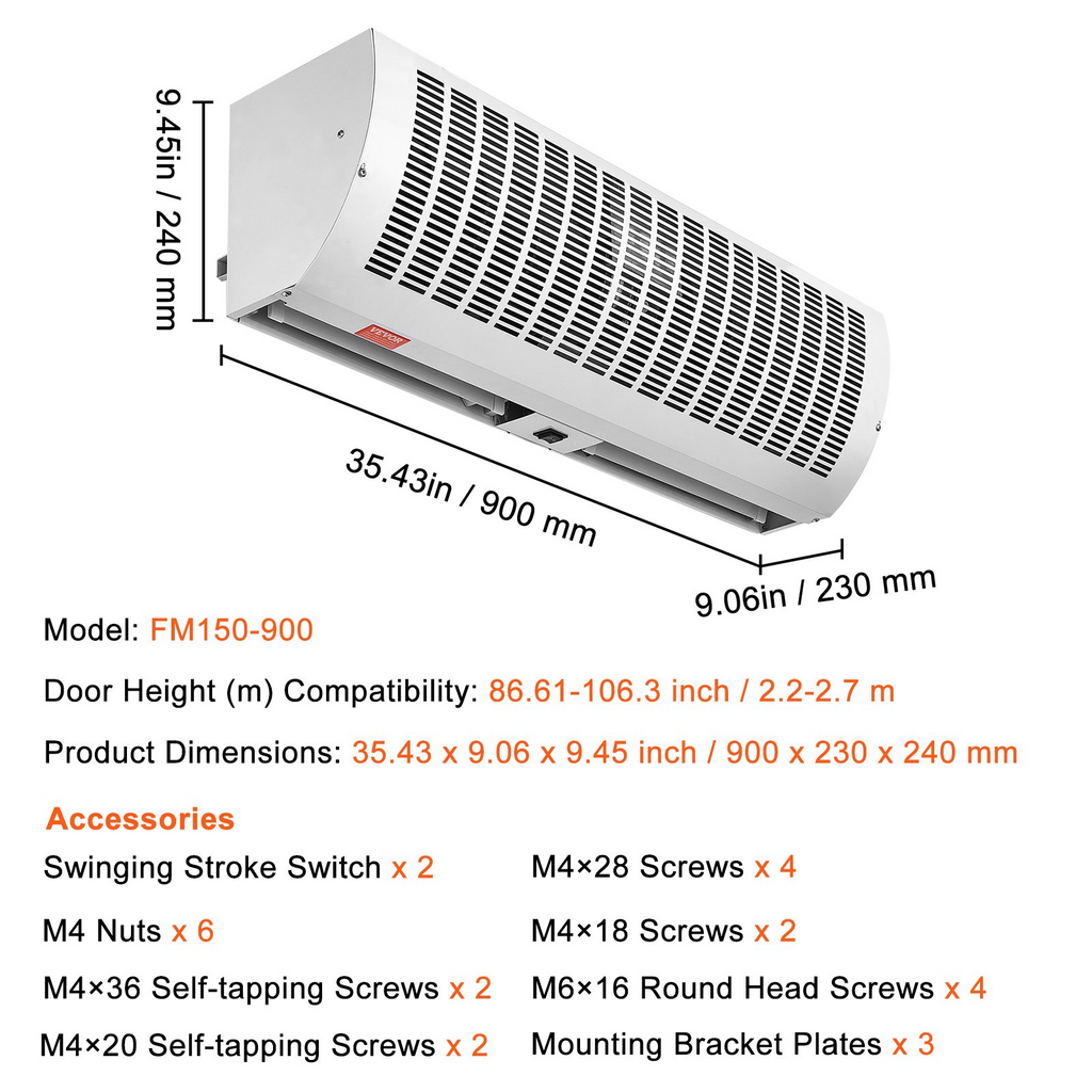 Ventilador industrial para puertas de 91 cm (36") | VEVOR