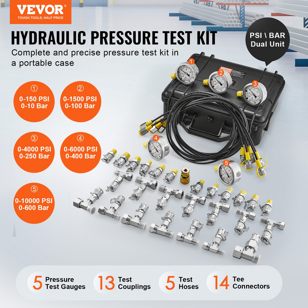 Kit de prueba de presión hidráulica | VEVOR