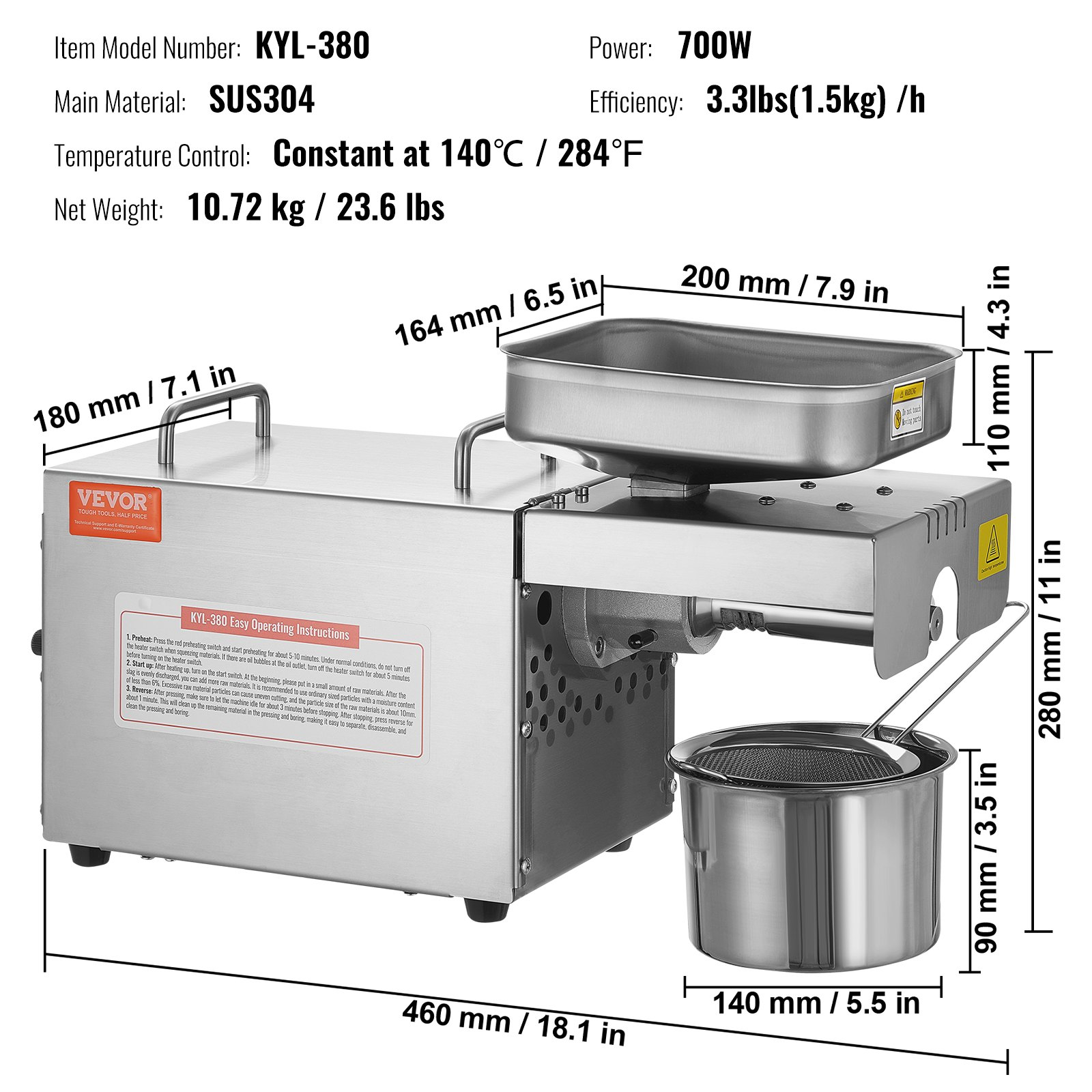 Electric Oil Press Machine | VEVOR