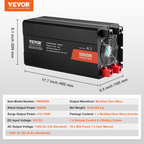 Inversor de onda sinusoidal modificada, 5000 W | VEVOR