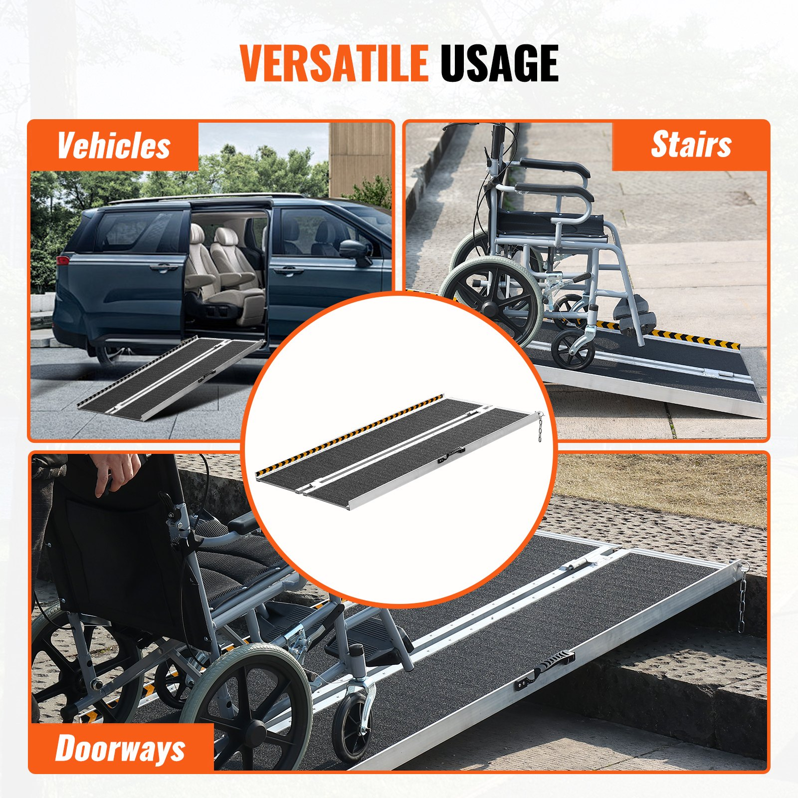 Rampa portátil para silla de ruedas, 1, 5 m (5 pies) | VEVOR