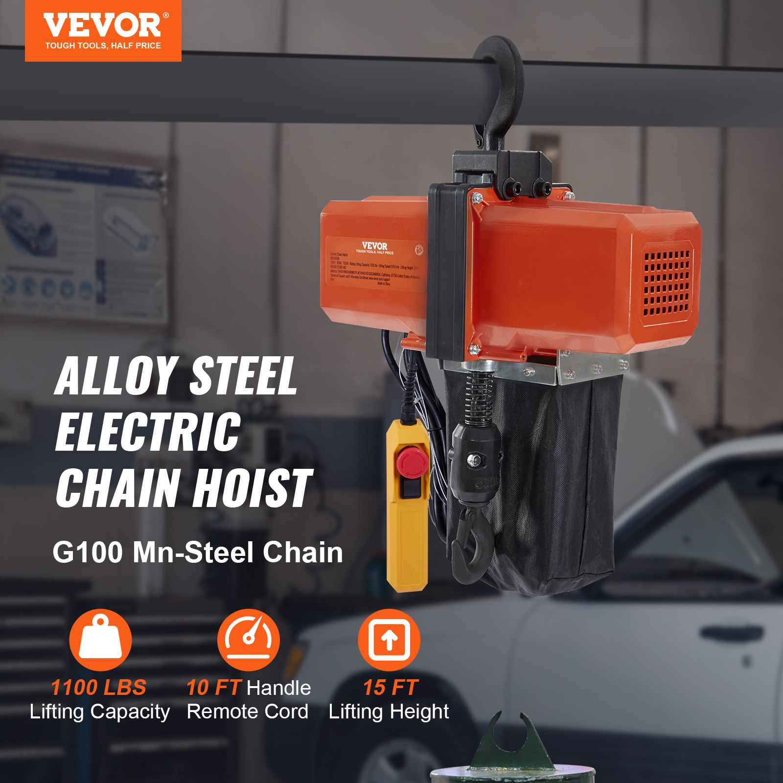 Polipasto eléctrico de cadena de 1100 lbs | VEVOR