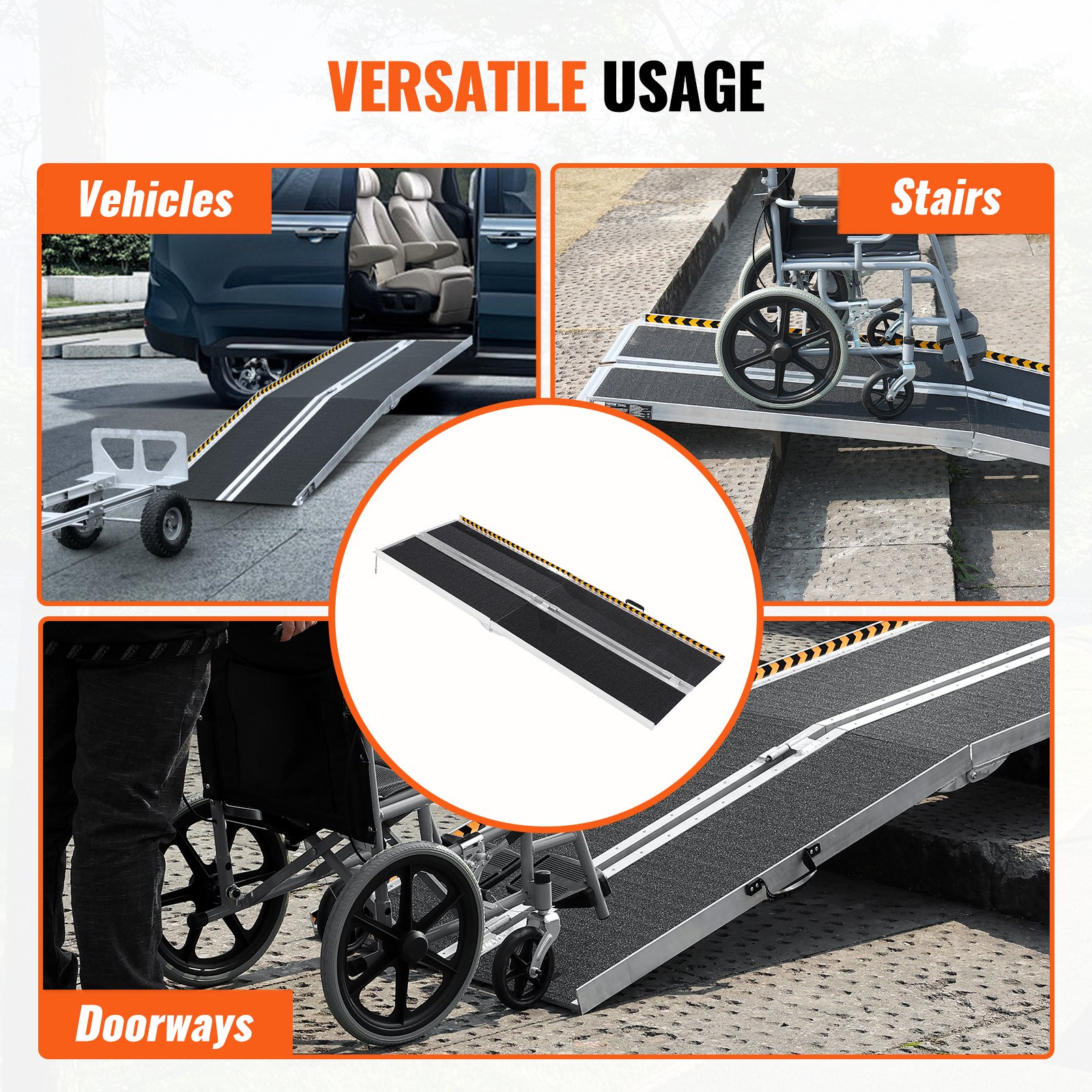 Rampa portátil para silla de ruedas, 2, 44 m (8 pies) | VEVOR