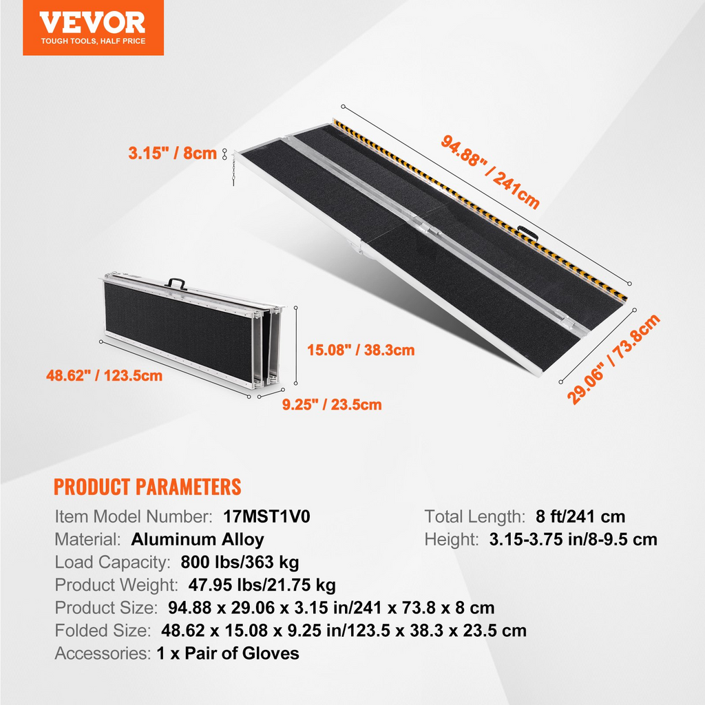Rampa portátil para silla de ruedas, 2, 44 m (8 pies) | VEVOR