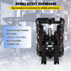 Bomba neumática de doble diafragma, 120 PSI | VEVOR