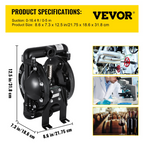 Bomba neumática de doble diafragma, 120 PSI | VEVOR