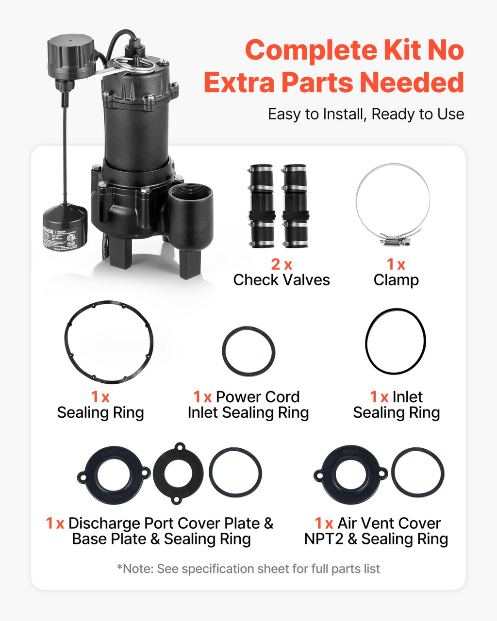 Sistema de bombeo de aguas residuales, 1/2 HP | VEVOR