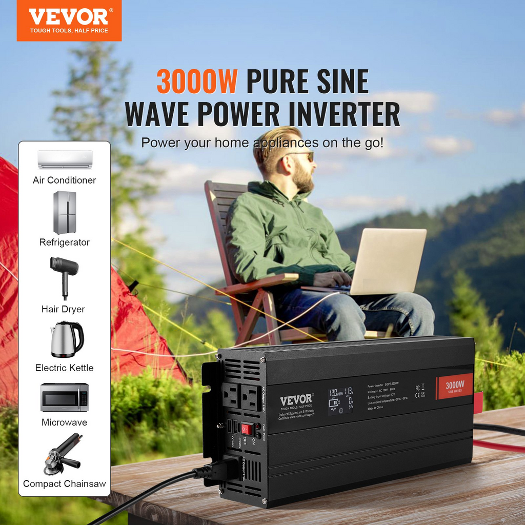 Inversor de onda sinusoidal pura, 3000 vatios | VEVOR