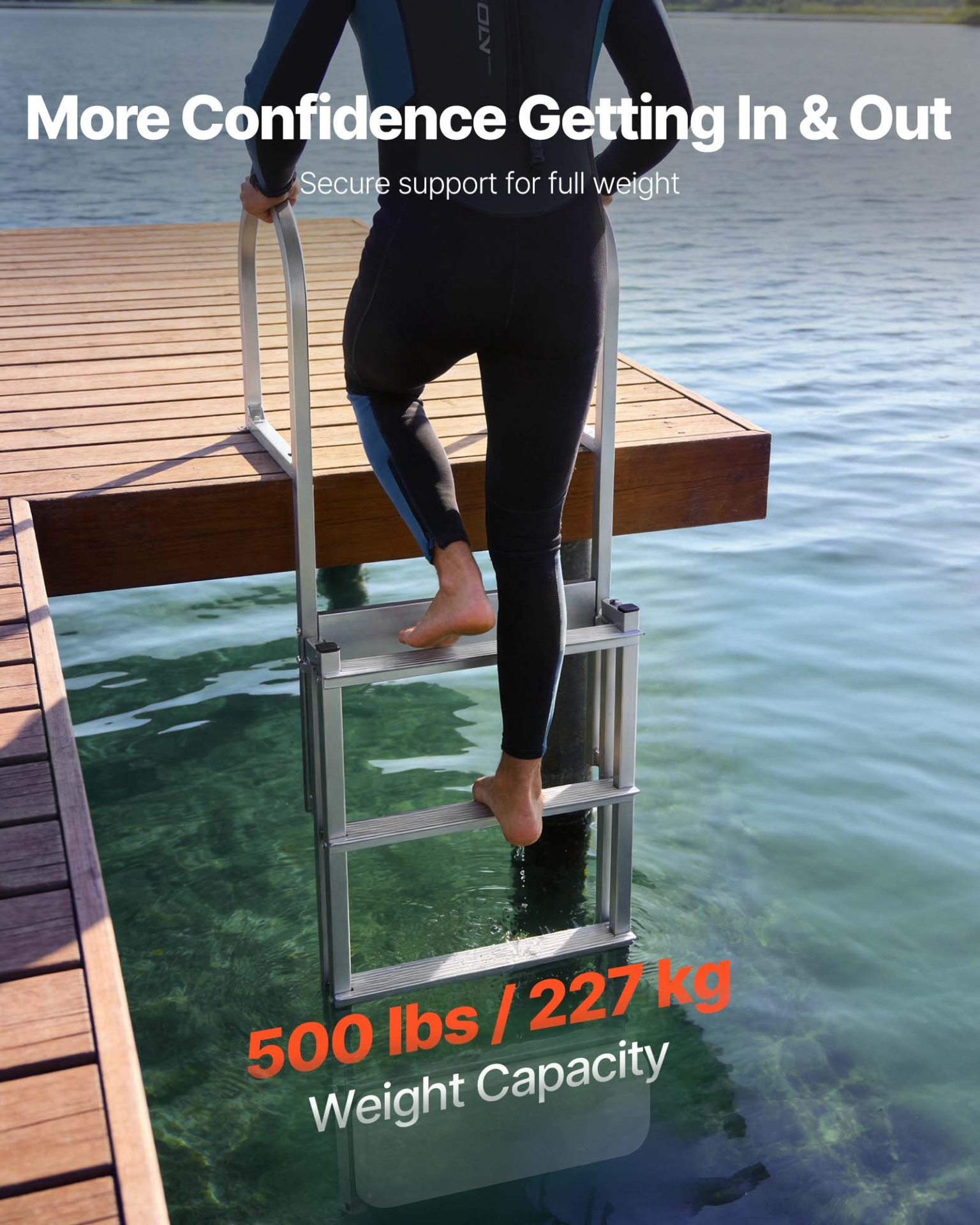 Escalera retráctil para muelle, 4 peldaños
