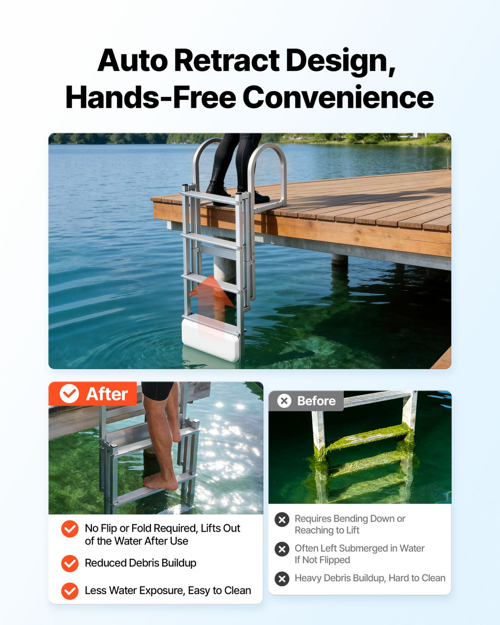 Escalera retráctil para muelle, 4 peldaños