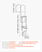 Escalera retráctil para muelle, 4 peldaños