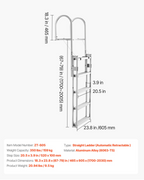 Escalera retráctil para muelle, 5 peldaños