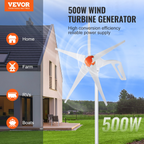 Generador de turbina eólica de 500 W, 12 V | VEVOR