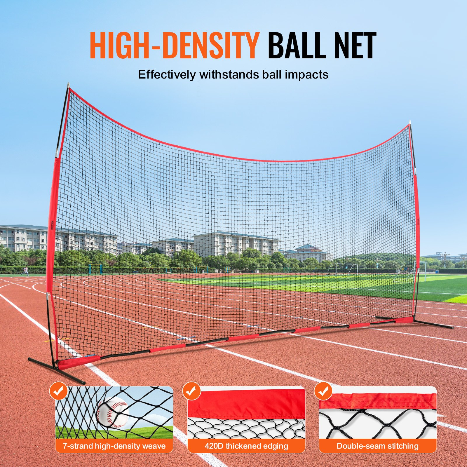Red de protección Barricade Backstop, 20x10 pies | VEVOR