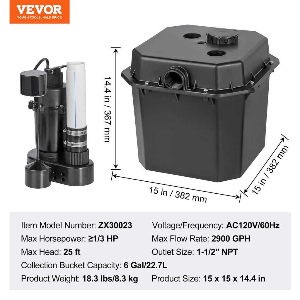 Bomba para fregadero, 1/3 HP, 120 voltios