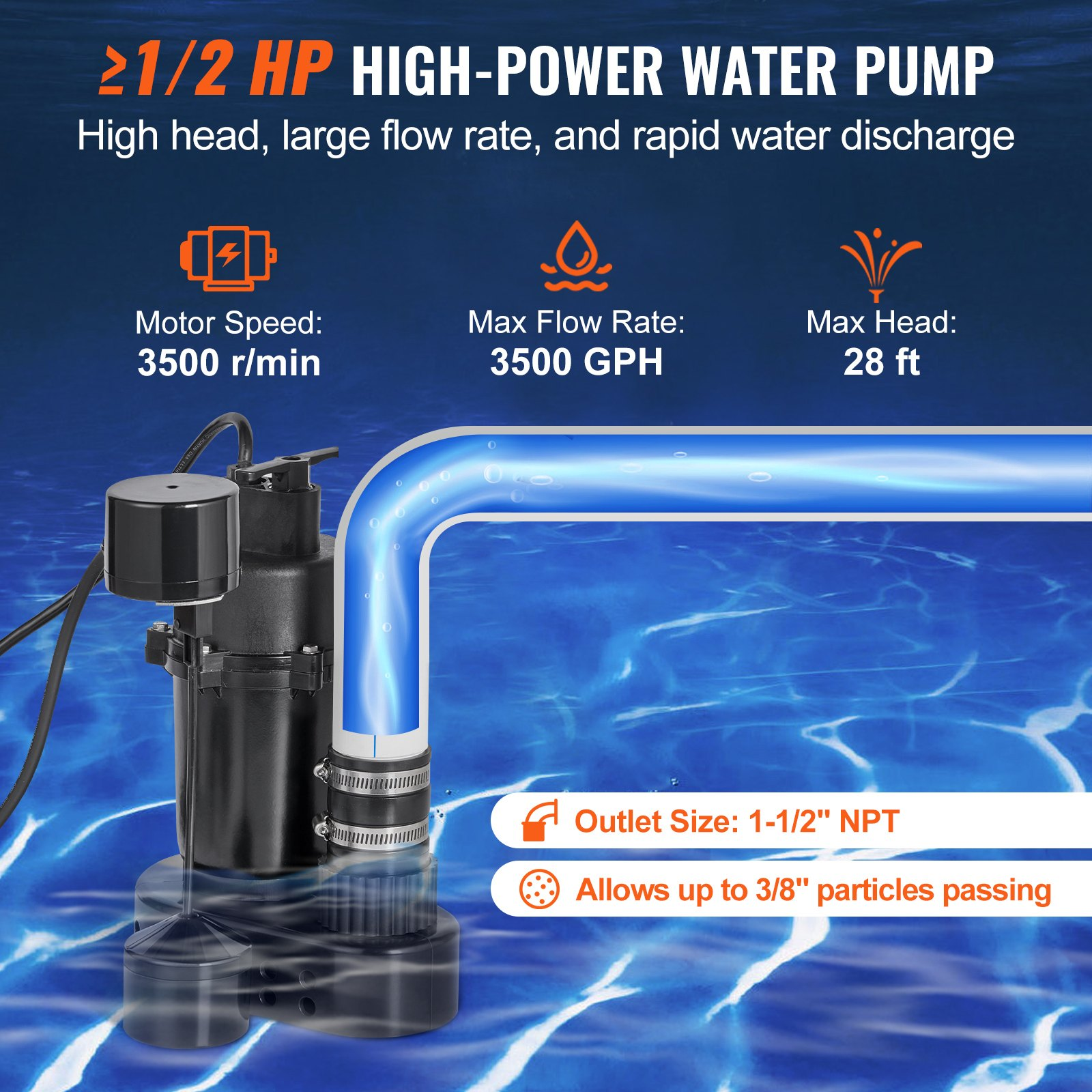 Bomba para fregadero, 1/2 HP, 120 voltios
