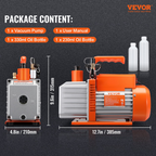 Bomba de vacío rotativa de paletas de 2 etapas de 1/2 HP